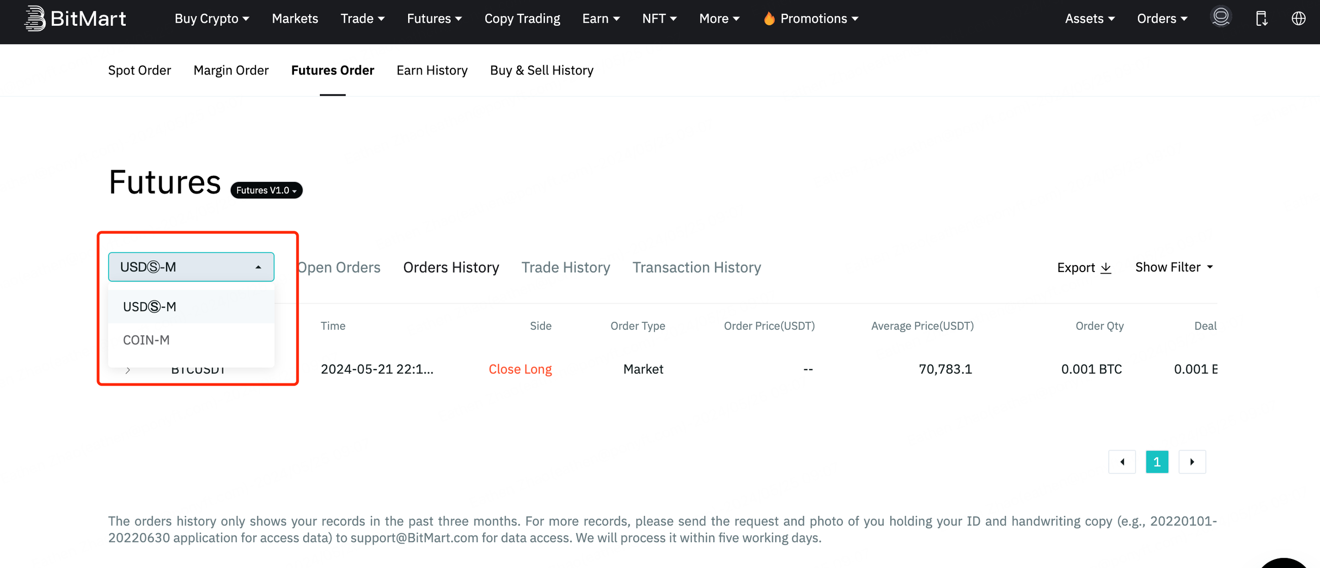 How to Download Your USDT-Based and Coin-Based Contract Order Records –  BitMart