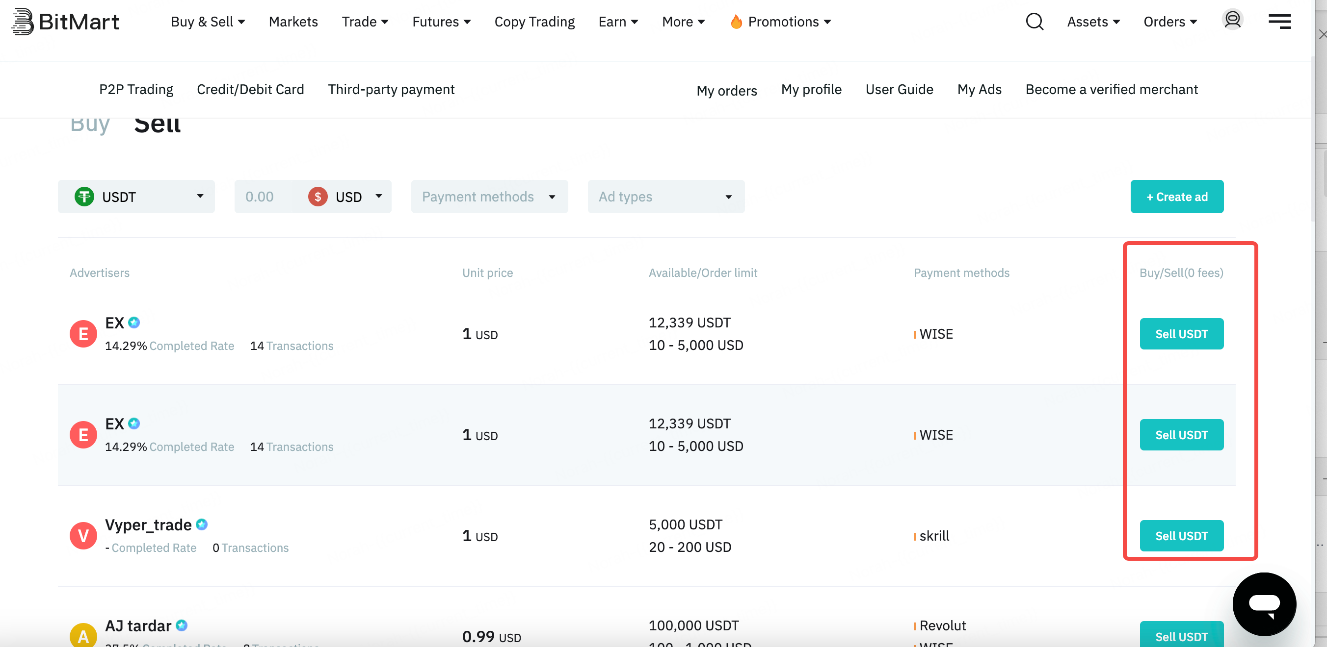 How to Sell Cryptocurrency on BitMart P2P Website – BitMart